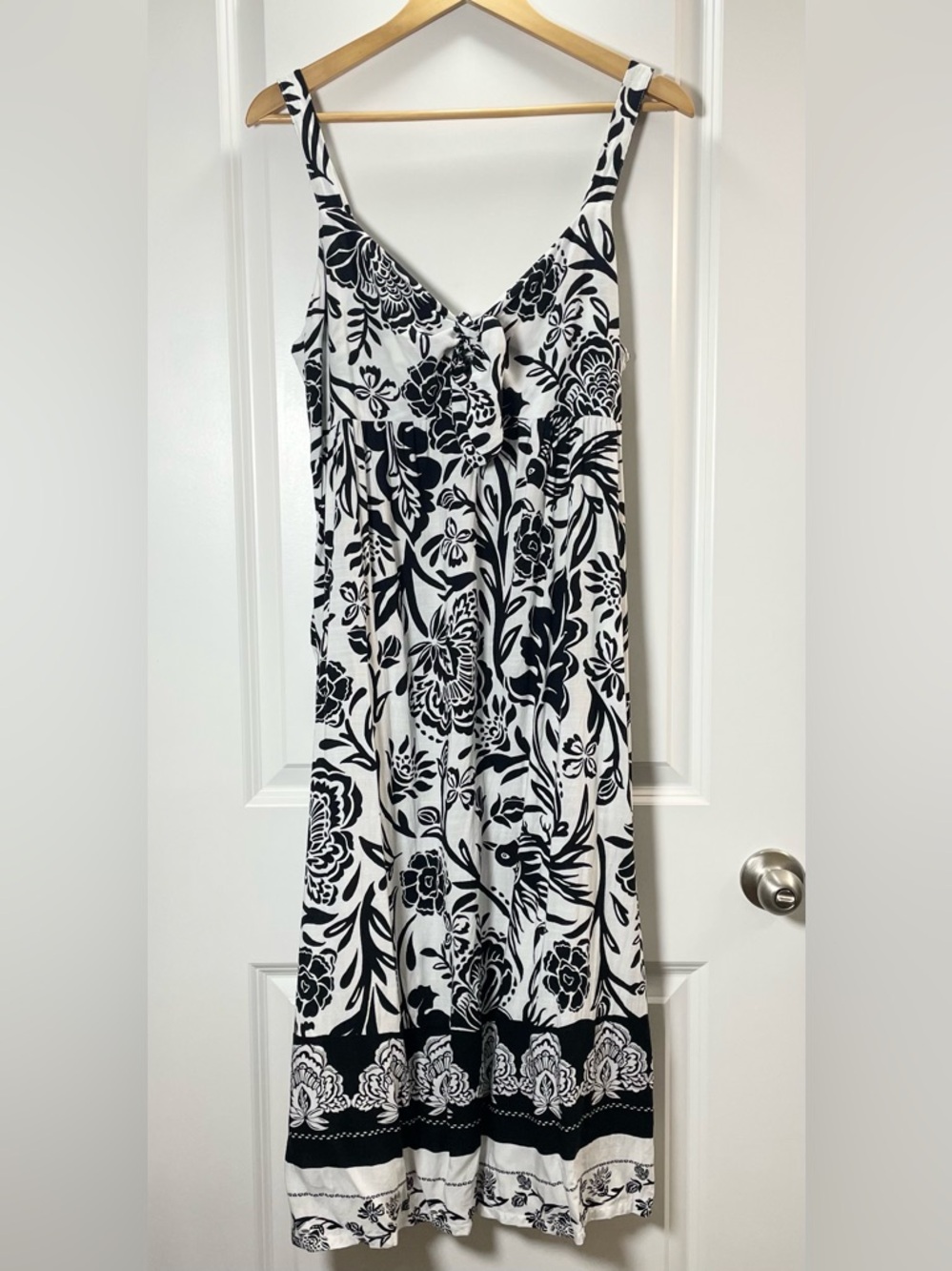 Knox Rose Boho Floral Midi Dress Black White Summer Beach Women’s L - Picture 15 of 16